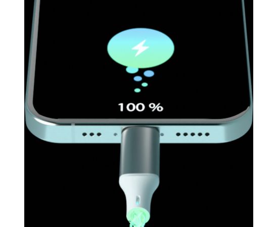 Qualo QCS-AC-00 Glowing Kabelis USB-A – USB-C /15W /  1m / LED Data USB kabeļi