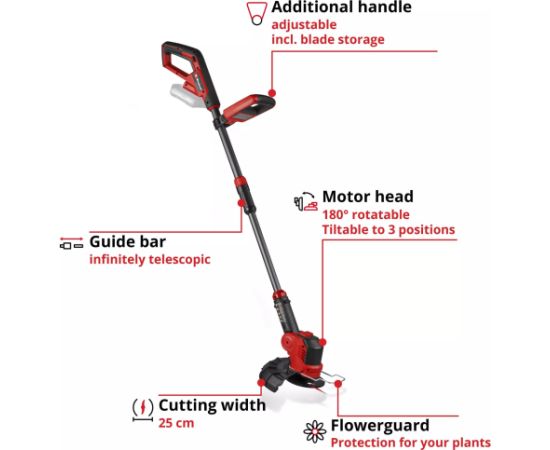 Einhell Power X-Change Akku-Rasentrimmer GE-CT 18/25-1 Li-Solo, 18Volt (rot/schwarz, ohne Akku und Ladegerät) Новинки Для дома и сада 