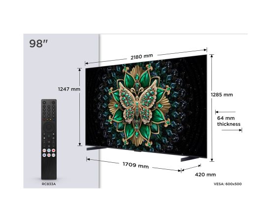 TCL C6K 98C6K TV 2.49 m (98") 4K Ultra HD Smart TV Wi-Fi Metallic Телевизоры