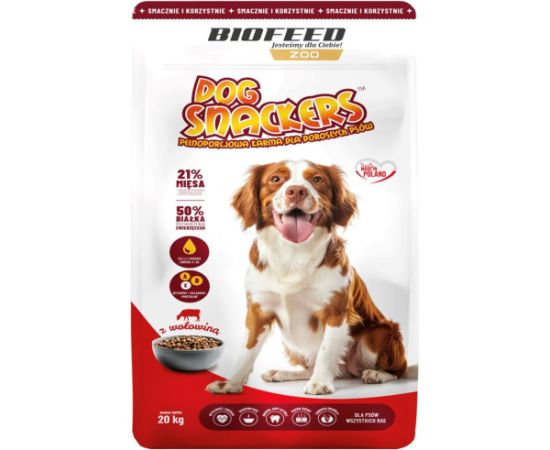 BIOFEED Dog Snackers Adult medium & large Beef - dry dog food - 20kg Suņu barība