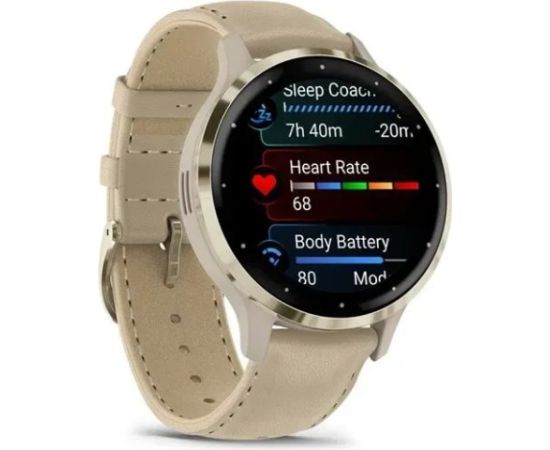 Garmin 010-02785-55 smartwatch / sport watch 3.05 cm (1.2") AMOLED 41 mm Digital 390 x 390 pixels Touchscreen Gold Wi-Fi GPS (satellite) Smart-Watch Pulksteņi