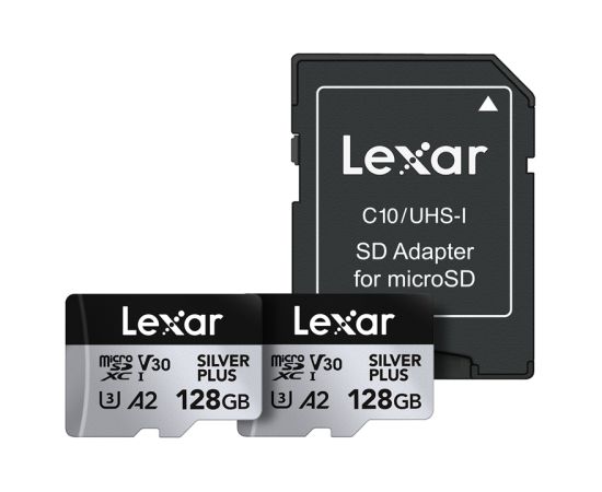 Set of 2 Lexar High-Performance Silver Plus microSDXC 2x128GB memory cards + adapter Карты памяти