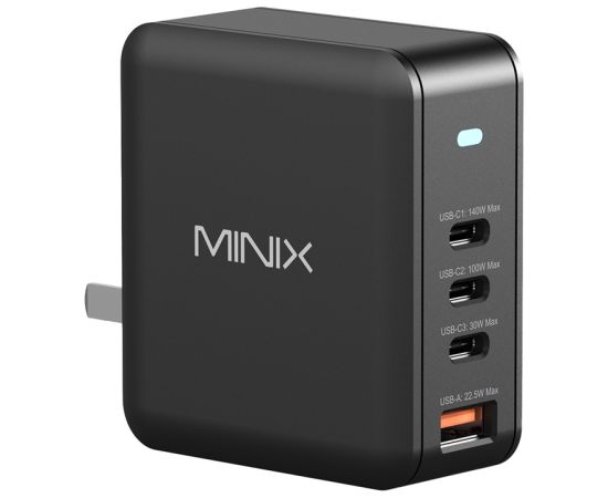 Minix P165 GaN Wall Charger with 3x USB-C and 1x USB-A Ports Telefonu lādētāji 220v
