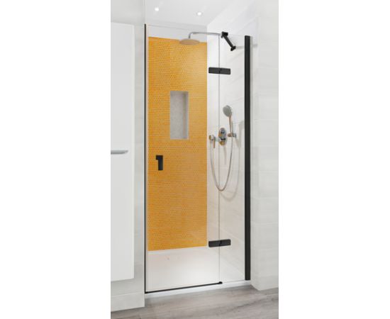 Huppe dušas durvis stūrim/nišai Concept 400, 900 mm, h=1970, labā puse,  melns/caurspīdīgs stikls AP Dušas stūri