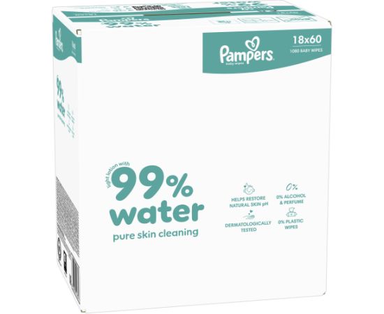 Pampers Chusteczki nawilżane Aqua 18x60 szt. [Plastic Free] Mitrās salvetes