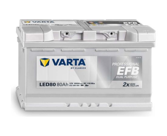 VARTA Professional Dual Purpose EFB LED80 12V 80Ah 800A(EN) 315x175x190 0/1 EAN4016987167052 Akumulatori
