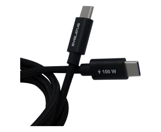 Evelatus   USB 2.0 Type C to Type C 1.2M 100W/5A cable BL Black Дата USB-кабели