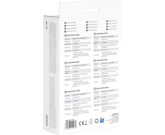 Savio CL-211 DisplayPort cable 3 m Black Dažādi vadi