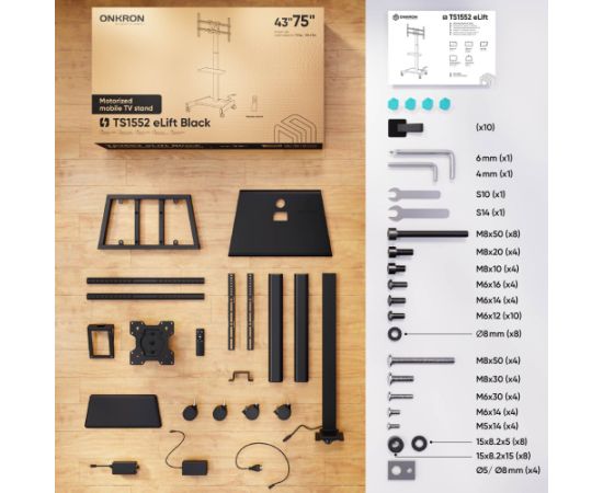 ONKRON TS1552E 190.5 cm (75") Black Крепления для телевизоров