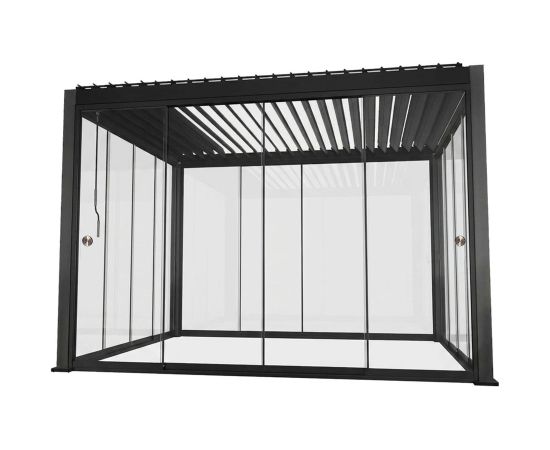 Gazebo MIRADOR-111 3x4m with glass sliding doors, dark grey Nojumes un aksesuāri