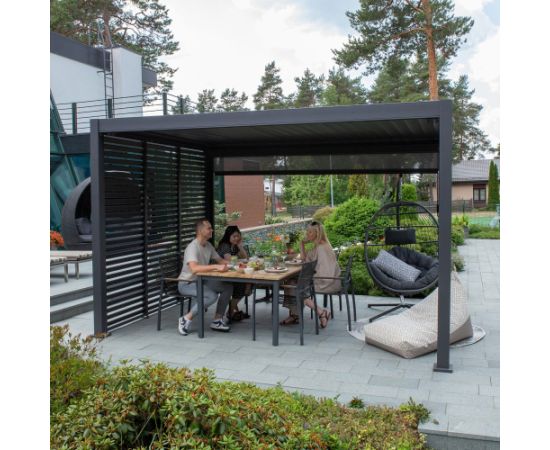 Gazebo MIRADOR-111 3x4m with glass sliding doors, dark grey Nojumes un aksesuāri