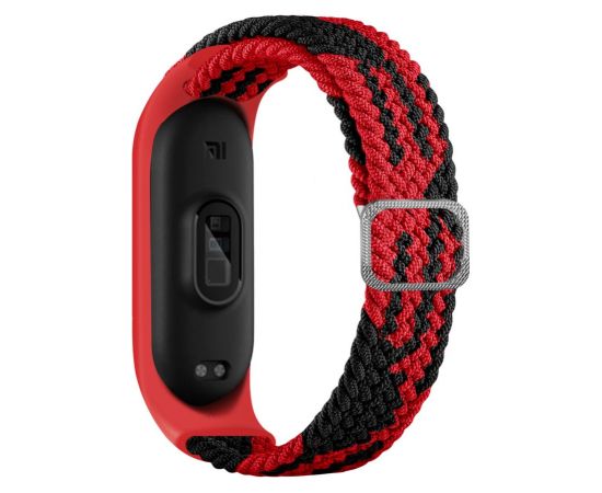 iLike   Mi Band 3/4/5/6 Braided Fabric Strap Red Black Smart pūlksteņu aksesuāri