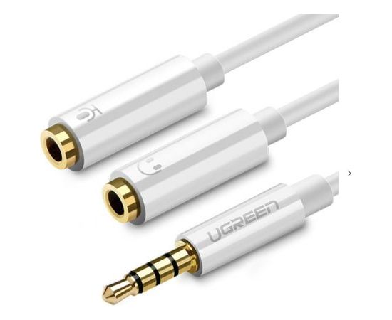 Ugreen   Cable cable headphone splitter mini jack 3.5 mm - 2 x mini jack 3.5 mm (2 x stereo output) 20cm white (AV134) White Jaunumi - Audio-Video