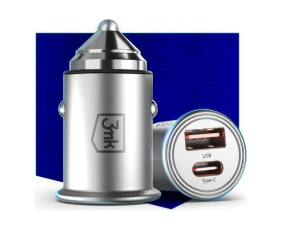 3MK   Hyper Car Charger Type-C + USB ports QC 4.0 + PD 30W Telefonu lādētāji 12v Automašīnām