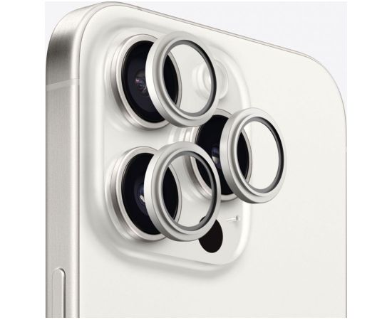 Evelatus Apple  iPhone 15 Pro / 15 Pro Max Camera Lens Protector Armor White Titanium Ekrānu aizsardzība