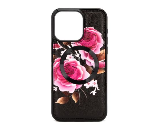 Evelatus Apple  iPhone 14 Pro Max Leather Case Zipper Design Flower Black Neoriģinālie Maciņi