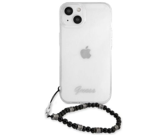 Guess Apple  iPhone 13 PC Script and Black Pearls Case Transparent Neoriģinālie Maciņi