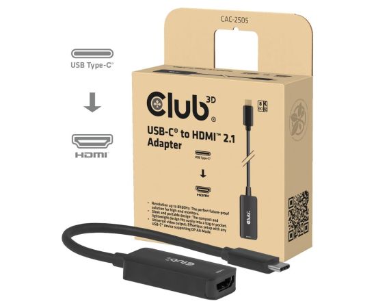 I/O ADAPTER USB-C TO HDMI/CAC-2505 CLUB3D Dažādi vadi