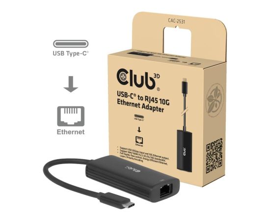 I/O ADAPTER USB-C TO RJ45/10G M/F CAC-2531 CLUB3D Dažādi vadi