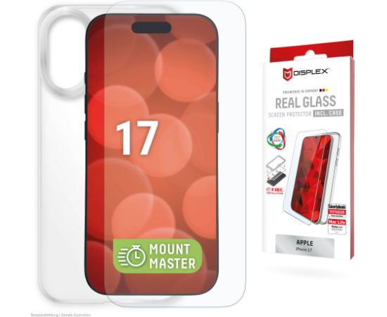 Apple iPhone 17 Real Screen Glass MM+Case By Displex Transparent Ekrānu aizsardzība