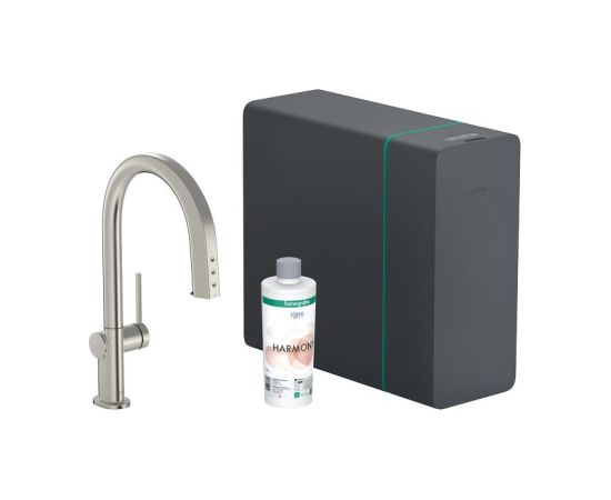 Hansgrohe virtuves izlietnes maisītājs ar izvelkamu dušu Aqittura M91 SodaSystem 210, stainless steel optic + Для кухни