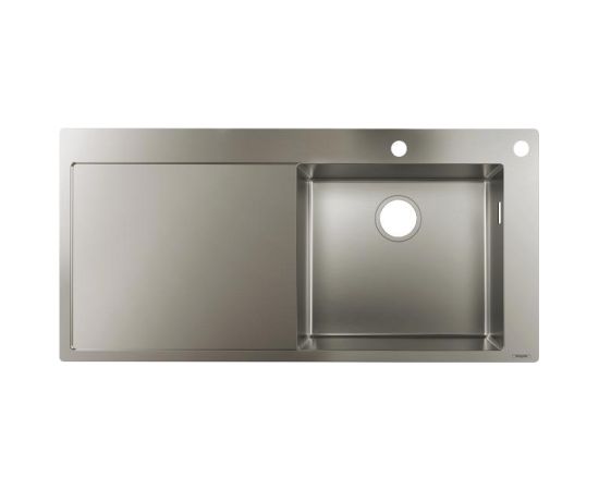 Hansgrohe virtuves izlietne S717-F450, viena bļoda ar plauktu, 1025x490 mm, stainless steel Virtuves izlietnes