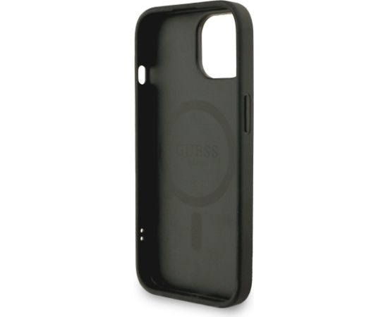Guess PU Leather 4G Colored Ring Strap MagSafe Case Aizsargapvalks priekš iPhone 13 / melns Neoriģinālie Maciņi