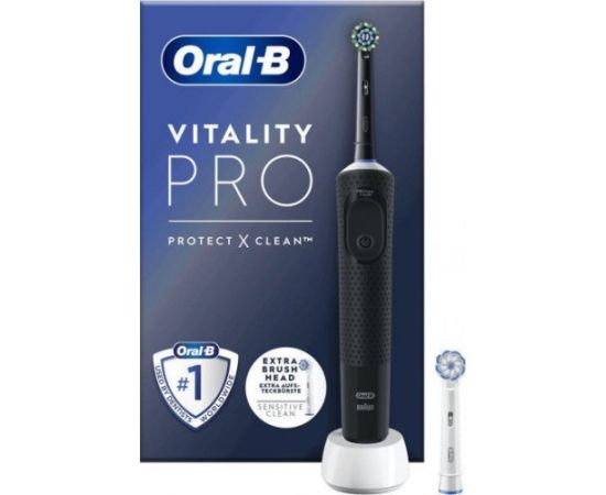 Szczoteczka Oral-B Szczoteczka rotacyjna Vitality Pro D103 Protect X Black + dodatkowa końcówka Elektriskās zobu birstes, irigatori