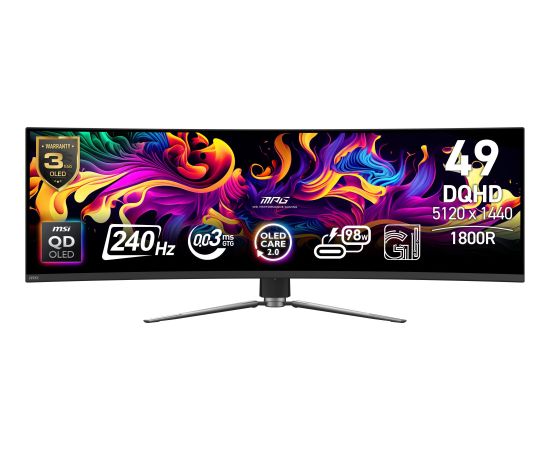 Monitor MSI 49 " 5120 x 1440 pixels Dual QHD Native aspect ratio 32:9 QD-OLED Curved MPG491CQPXQD-OLED Monitori