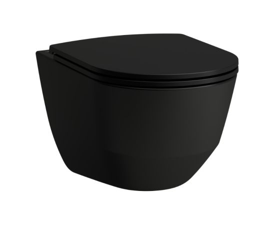Laufen pods ar QR/SC Slim vāku Pro rimless, stiprināms pie sienas, 360x530 mm, matēts melns Jaunumi Sadz. tehnika