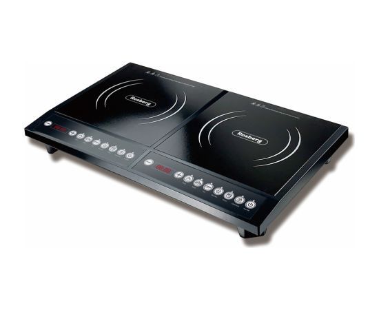 Dubultā indukcijas plīts Rosberg R51445JD, 2000W+2000W, kristāla plāksnes, melna Mini cepeškrāsnis un virsmas