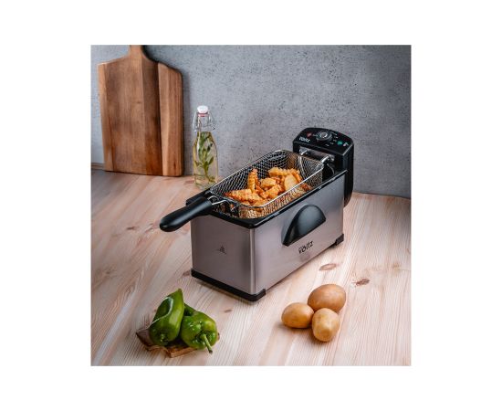 Фритюрница Oliver Voltz 55RP51980P, 2000W, 3L. Съемный контейнер, крышка и фильтр, нержавеющая сталь Многофункциональные котлы