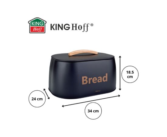 Maizes kaste, metāla, koka rokturis, 34 × 24 × 18.5 cm, melna, KINGHoff, KH 1946 Citi trauki