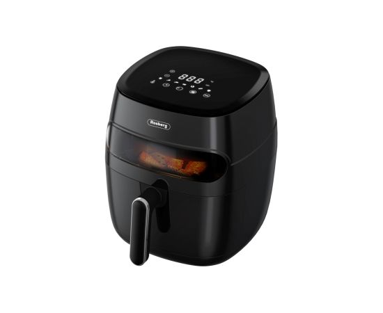 Gaisa friteris Rosberg 55R51980CA, 1350W, 5,2 l, LED displejs, Taimeris, līdz 200°C, Melns Taukvāres katli