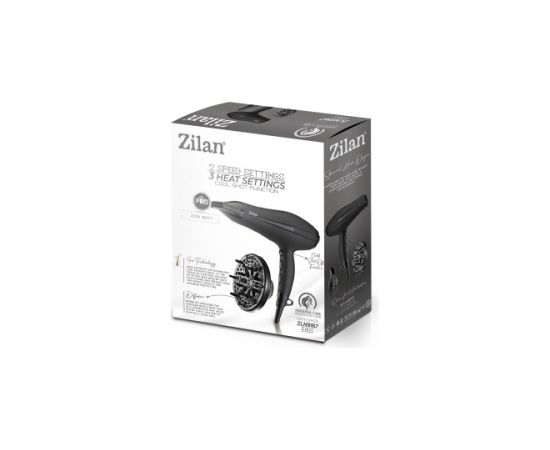 Matu fēns Zilan ZLN 9167 ar 3 temperatūras iestatījumiem, 2 ātrumiem un jonu funkciju, jauda 2200W Matu fēni