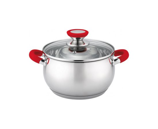 Oliver Voltz Pot Voltz OV51210N24, 24 cm./6 l., Red handles, Stainless steel Katli