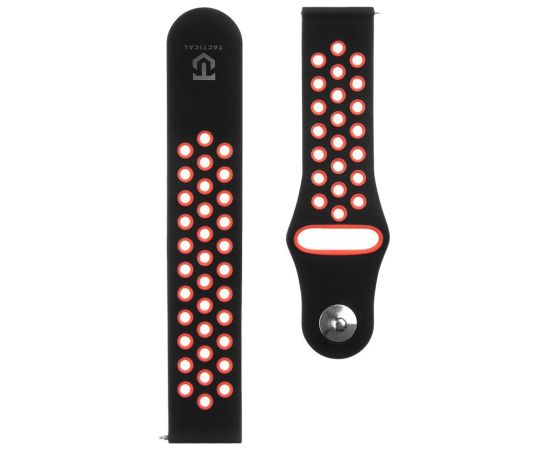 Tactical   20mm Double Silicone Watch Band Black Red Smart-Watch aksesuāri