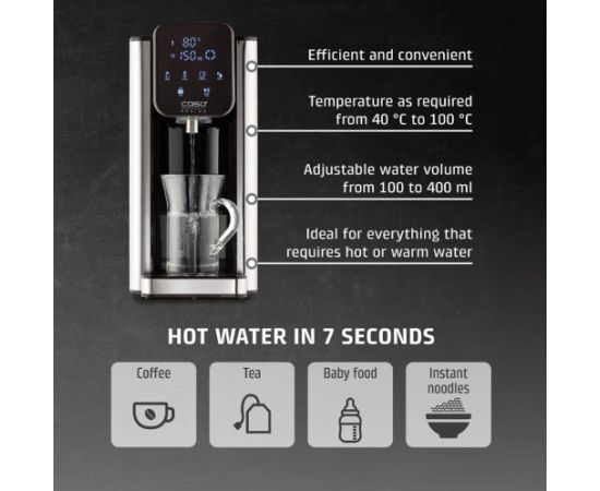 Caso HW 666 Inox Turbo Hot Water Dispenser Electric 2200-2600 W 2.7 L Plastic/Stainless Steel Stainless steel/Black Tējkannas (elektriskās)