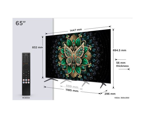 TCL 65C69K TV 165.1 cm (65") 4K Ultra HD Smart TV Wi-Fi Metallic Телевизоры