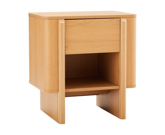 Naktsgaldiņš MORBEN 55x42xH60cm, melamīns ar ozolkoka dekoru Gultas