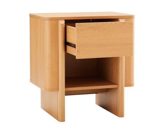 Naktsgaldiņš MORBEN 55x42xH60cm, melamīns ar ozolkoka dekoru Gultas
