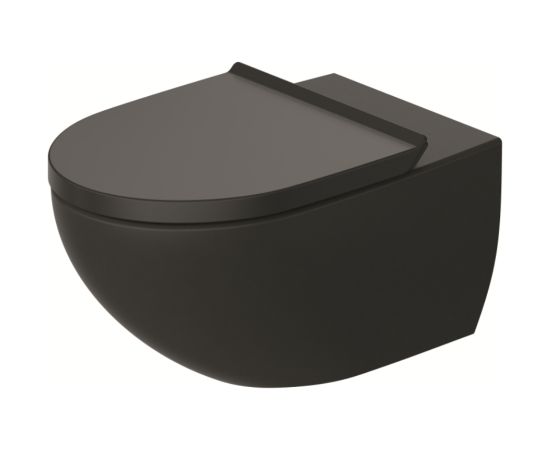 Duravit pods ar SC vāku Architec Rimless, stiprināms pie sienas, 365x575 mm, matēts/spīdīgs melns Подвесные