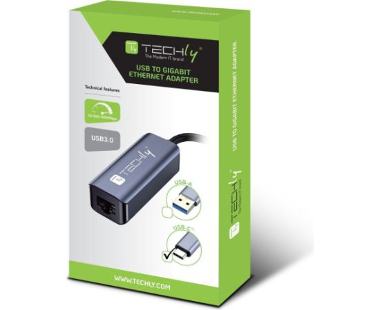 Tīkla karte Techly USB 3.1 Typ C auf RJ45 Adapter Новинки Компьютерная техника