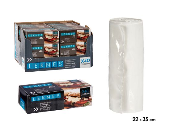 Plastmasas sviestmaižu maisi, 40 gab., 4.4×14.3×5.3 cm, 87072, Leknes Citi virtuves piederumi