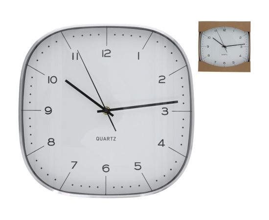 Sudraba sienas pulkstenis, 29 x 29 x 4,3 cm, DECORLIFE Pulksteņi