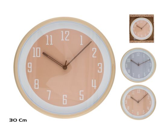 Koka efekta sienas pulkstenis 30 cm, 2 veidi, 30 x 30 x 4,5 cm, DECORLIFE Pulksteņi