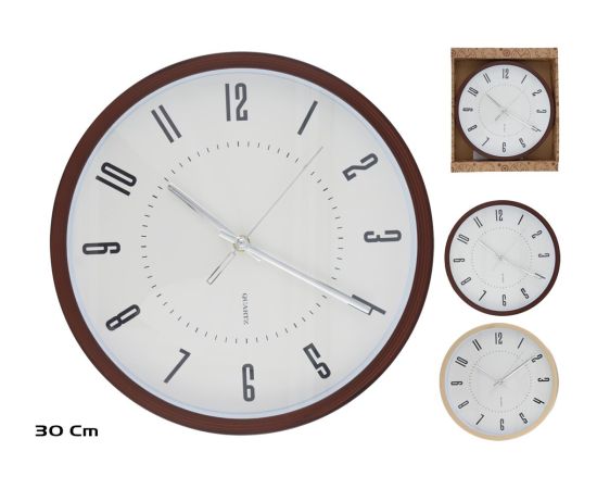 Koka efekta sienas pulkstenis 30 cm, 2 veidi, 30 x 30 x 4,5 cm, DECORLIFE Pulksteņi