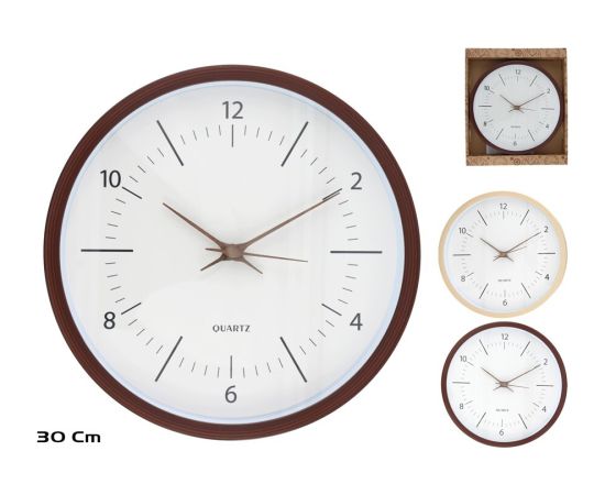 Koka efekta sienas pulkstenis 30 cm, 2 veidi, 30 x 30 x 4 cm, DECORLIFE Pulksteņi
