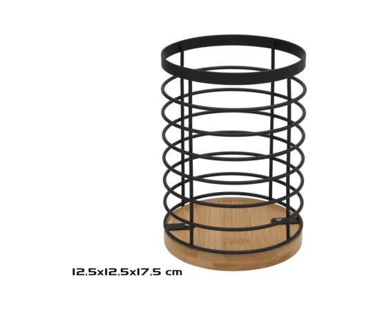 Galda piederumu statīvs, 12,5 x 12,5 x 17,5 cm, melns, DECORLIFE Citi trauki