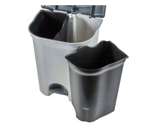 Keeeper Мусорное ведро с педалью для сортировки отходов, 2x11 л, Torge, 37,5x29,5x46 см, светло-серебристый. Новинки Для дома и сада 